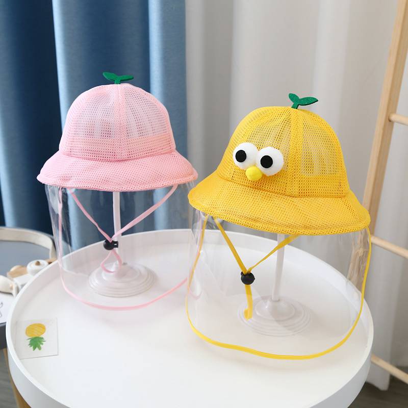 Mũ tai bèo có lưới bảo vệ chống giọt bắn có thể tháo rời hình hoạt hình dễ thương cho bé