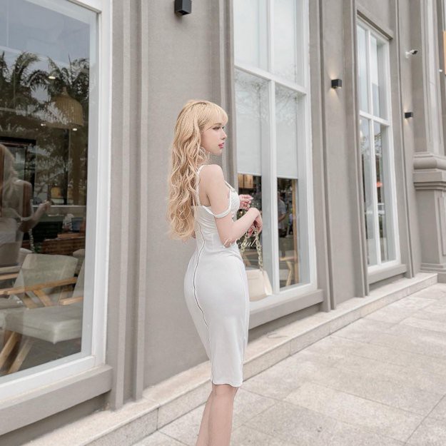 Váy Body 2 Dây Cúp Ngực LSEOUL V1061 Sang Trọng Tôn Dáng Quyến Rũ