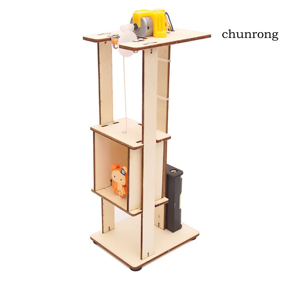 CR+2Pcs DIY Assemble Electric Lift Model Science Experiment Education Kids Toy