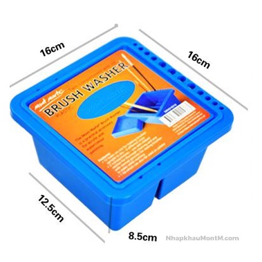 Hộp Xô Nhựa Cắm Và Rửa Cọ Bút Mont Marte Đa Năng 2 Ngăn Vuông Brushwasher Twin Compartment Square Plastic