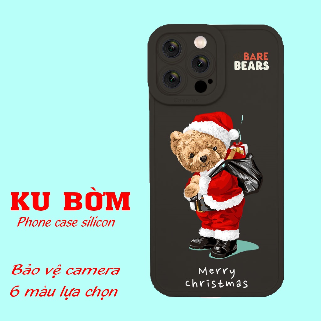 Ốp điện thoại dễ thương gấu bông noel cho Iphone 6 7 8 Plus 11 12 13 mini Pro Max X Xr HA-22BEAR036