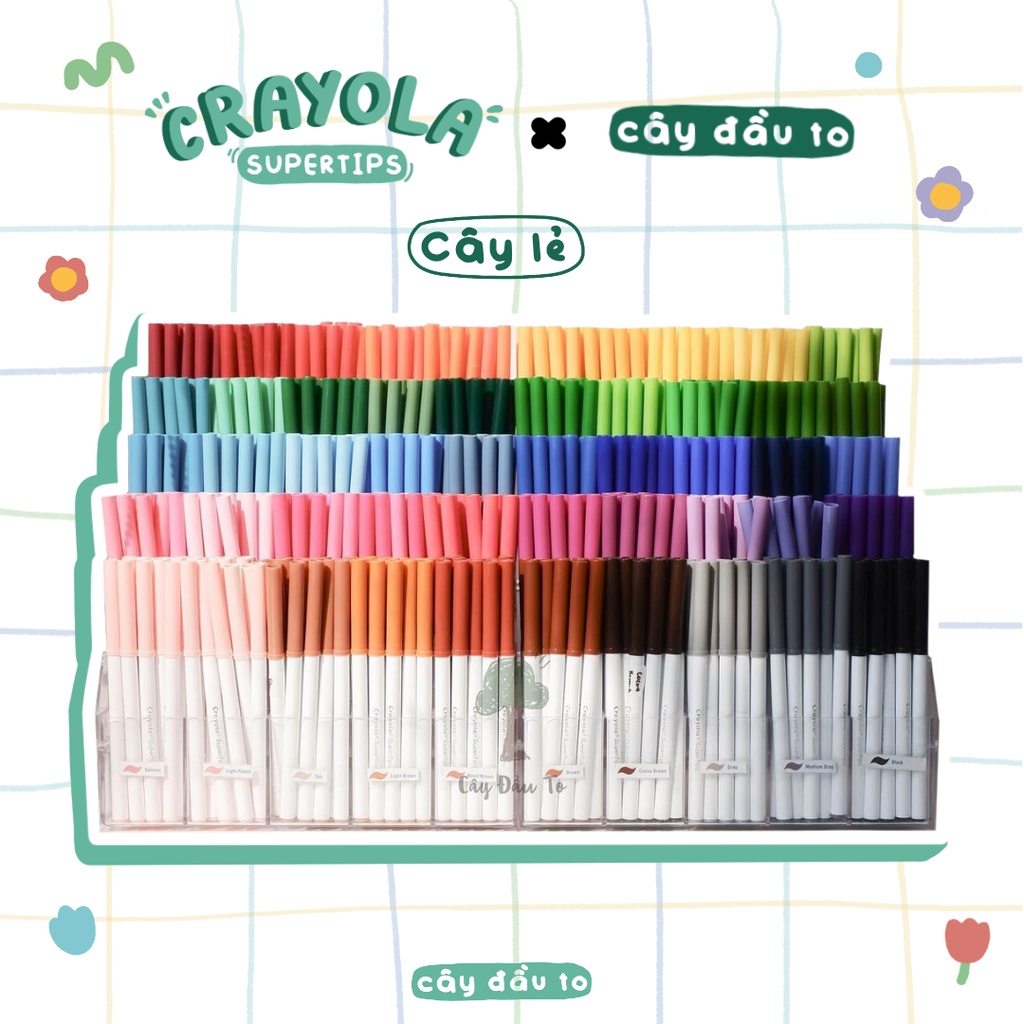 Bút Lông Lẻ 50 Màu Crayola Super Tips Mỹ Mực Không Mùi Trang Trí Bullet Journal Viết Caligraphy Cây Đầu To