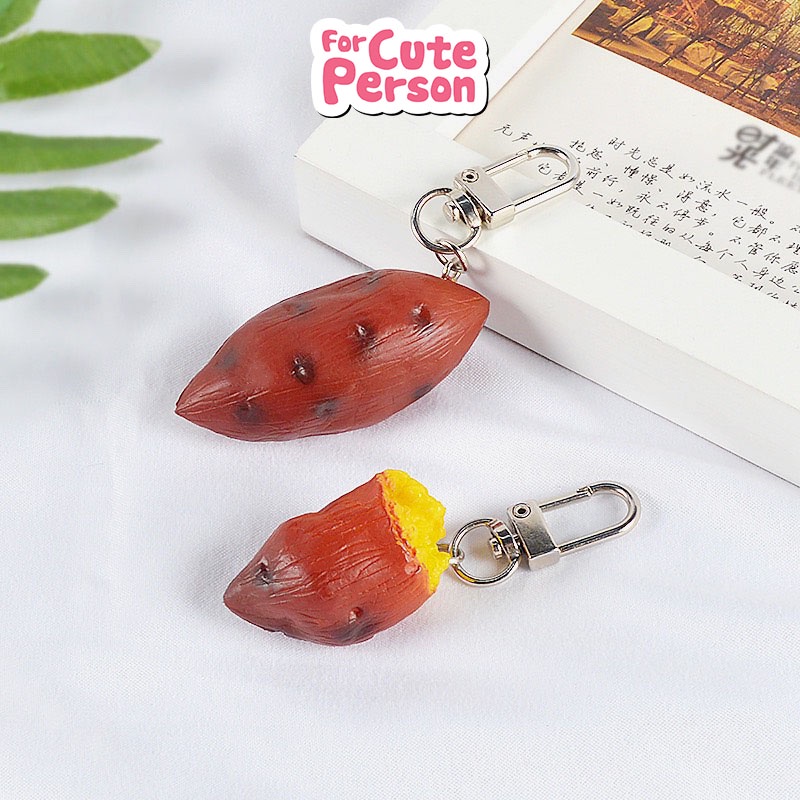 Móc khoá hình Khoai Lang Nướng dễ thương giống thật trang trí cặp sách, balo, decor túi xách, treo chùm chìa khóa