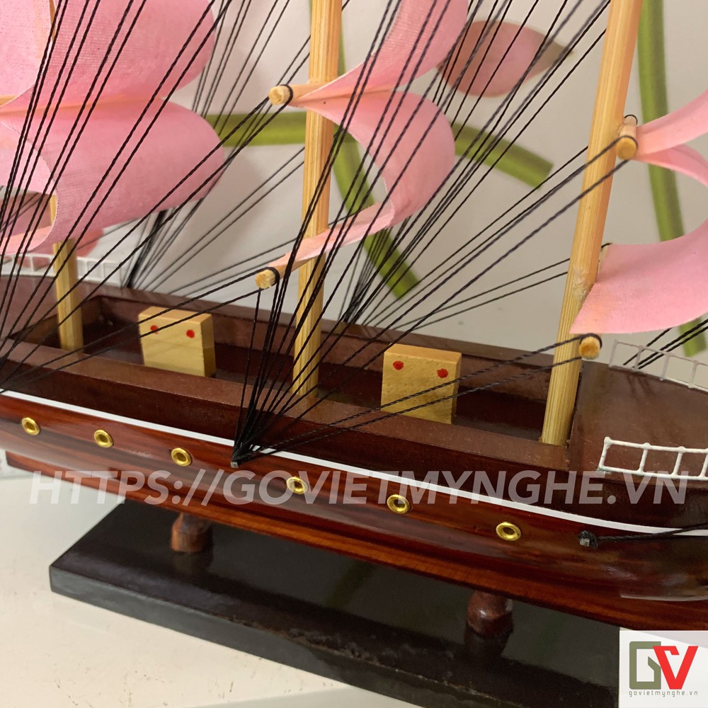 [Không lắp ráp] Mô hình tàu thuyền gỗ trang trí nhà cửa trang trí phong thủy thuận buồm xuôi gió - Dài 32cm x Cao 30cm