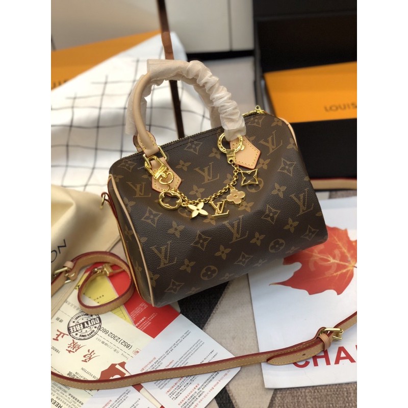 Túi trống super mini hoa nâu size 20cm