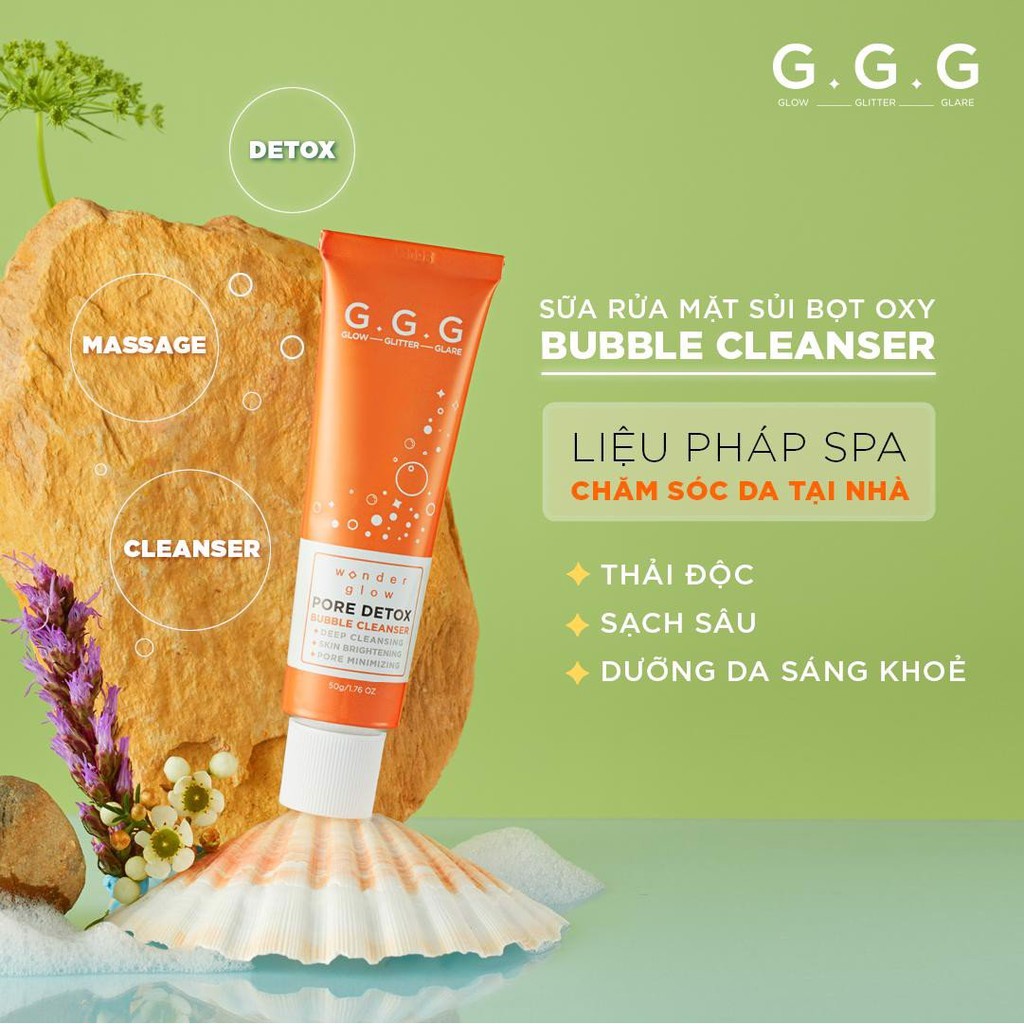 [Mã FMCGMALL - 8% đơn 250K] GGG - Combo Sữa Rửa Mặt Sủi Bọt Thải Độc Sạch Sâu 50G và Pink Serum 10ML