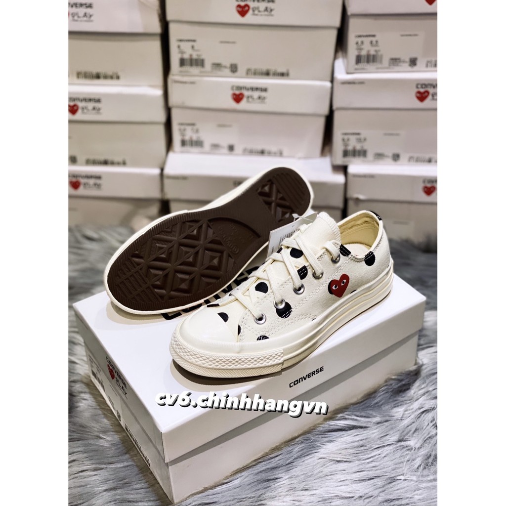 ( 𝙃𝙖̀𝙣𝙜 𝙍𝙚𝙖𝙡 ) Giày Conversse Chuck 70s x CDG - “Polka Dot” Thấp Cổ ( Real )