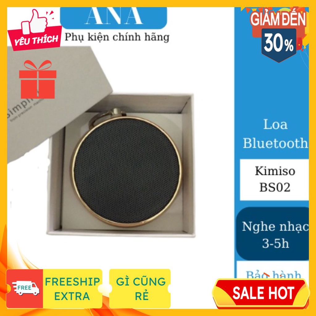 Loa Bluetooth Kimiso BS02, loa mini có móc treo tiện lợi, có khe cắm thẻ nhớ