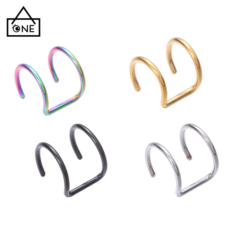 Khuyên đeo vành tai dạng đôi bằng inox cao cấp A1