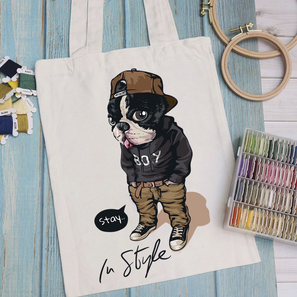 Túi vải túi Tote TEDDY ART - Mẫu 13 vải canvas dày đẹp cho nữ có khóa miệng đi học đi chơi. In hình theo yêu cầu