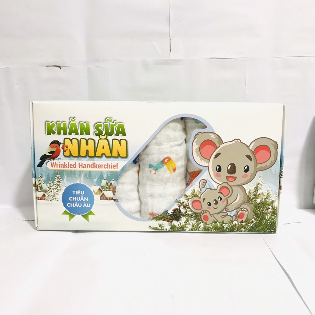 Khăn sữa MIPBI nhăn họa tiết 6 lớp siêu mềm mại thấm hút cho bé Sơ Sinh