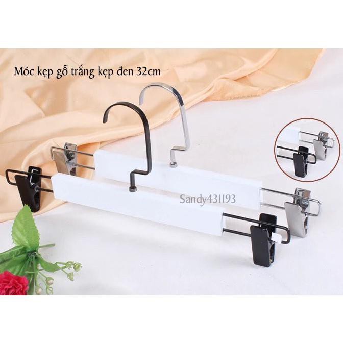 Móc Kẹp Gỗ Trắng Kẹp Sơn Đen Cao Cấp 32cm ( 1 móc )