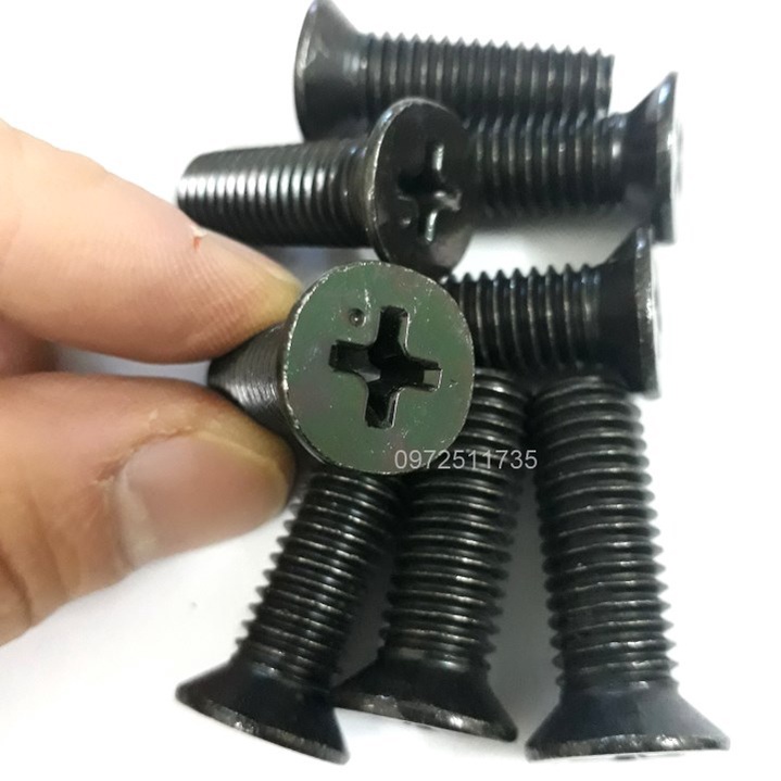 Vít bake đầu bằng thân bulong M8x20 mạ đen (20 con)