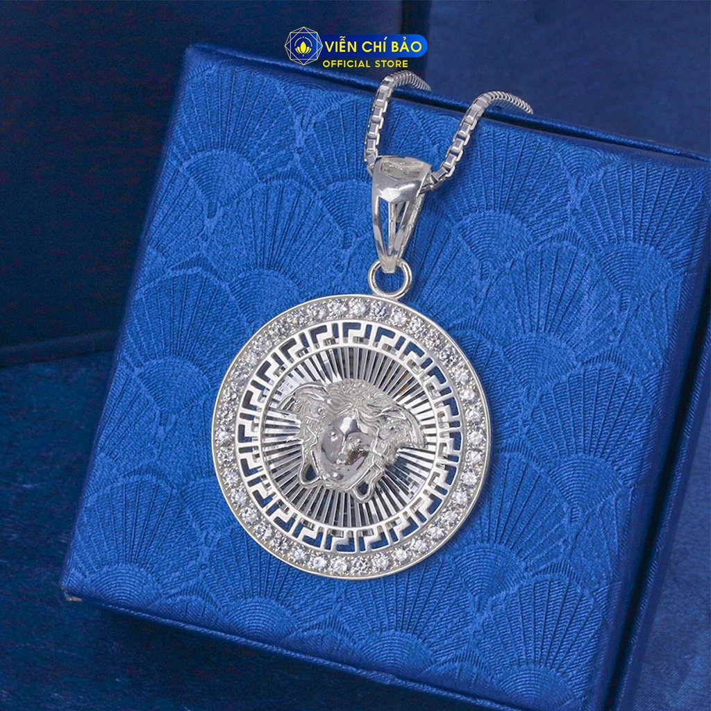 Mặt dây chuyền bạc nam versac tròn đính đá chất l;iệu bạc 925 thời trang phụ kiện trang sức Viễn Chí Bảo M300505