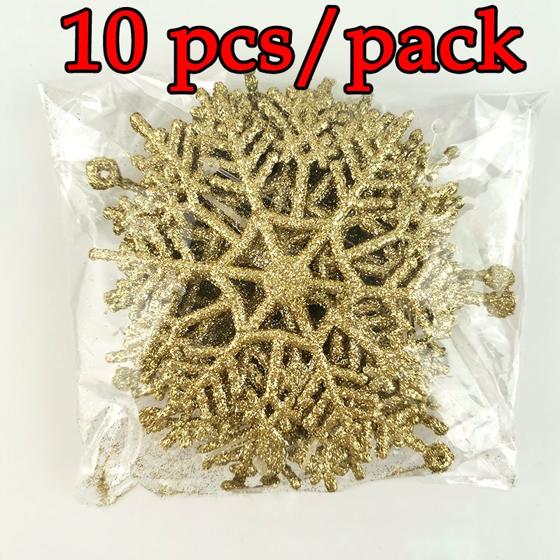 Bộ 10 Bông Tuyết Vàng Lấp Lánh 10 * 10cm Trang Trí Cây Thông Noel