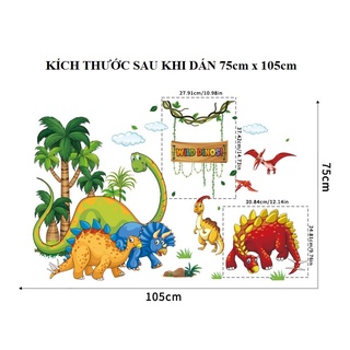 Decal dán tường Khủng long sắc màu