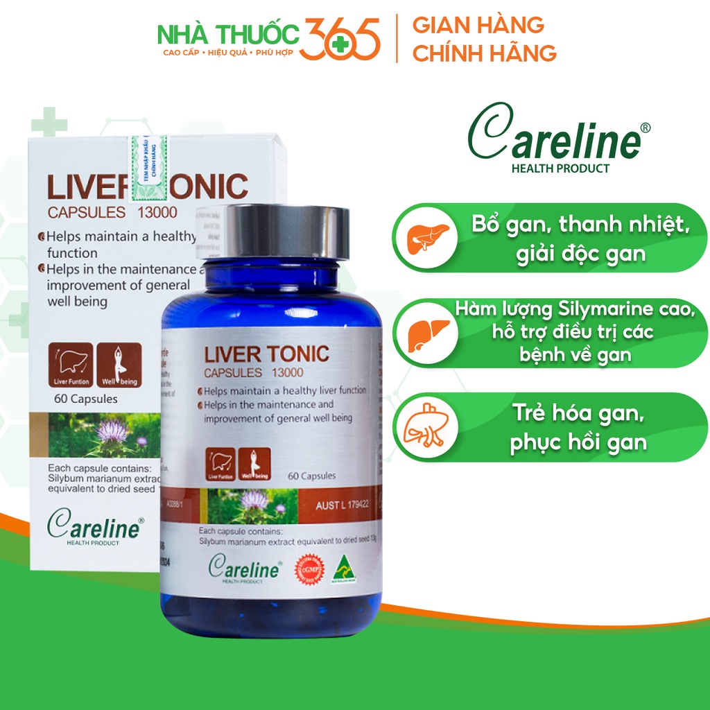 Viên Uống Careline Liver Tonic Bảo Vệ Cải Thiện Chức Năng Gan - Hộp 60 Viên