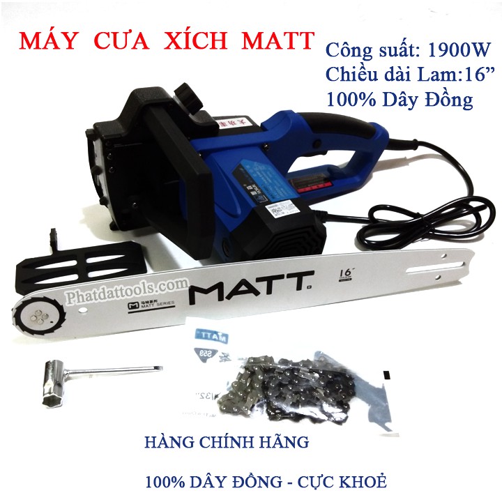 Máy cưa xích chạy điện MATT 405-3 tặng mũi tô vít 4 usa Made in: Trung Quốc