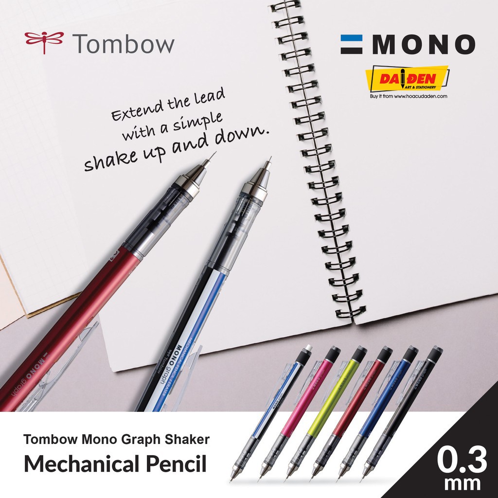 [DA ĐEN] Bút chì bấm Tombow MONO Graph 0.3/0.5mm
