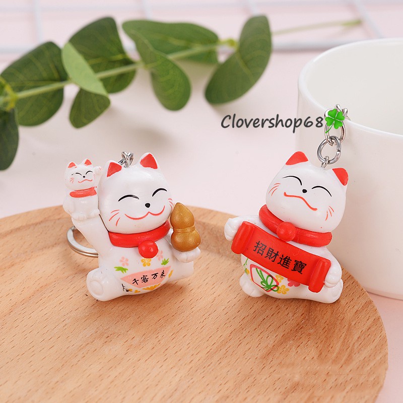 Móc khóa mèo thần tài may mắn Clovershop68