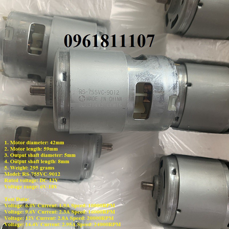 Motor 755 12V 18V cho máy khoan pin