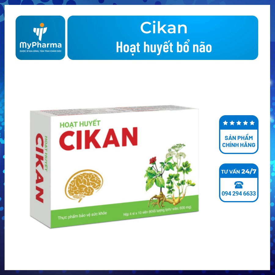 [Hoạt huyết] Cikan (Hộp 40 viên) - Bền mạch, bổ máu, bổ tim, dưỡng não