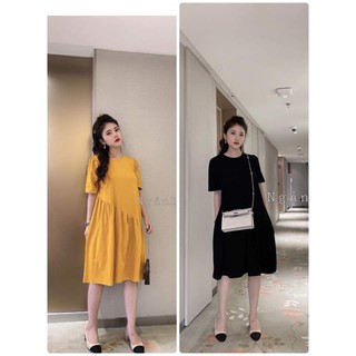 Đầm suông vạt chéo chất thun cotton mềm mịn đẹp (2 màu)