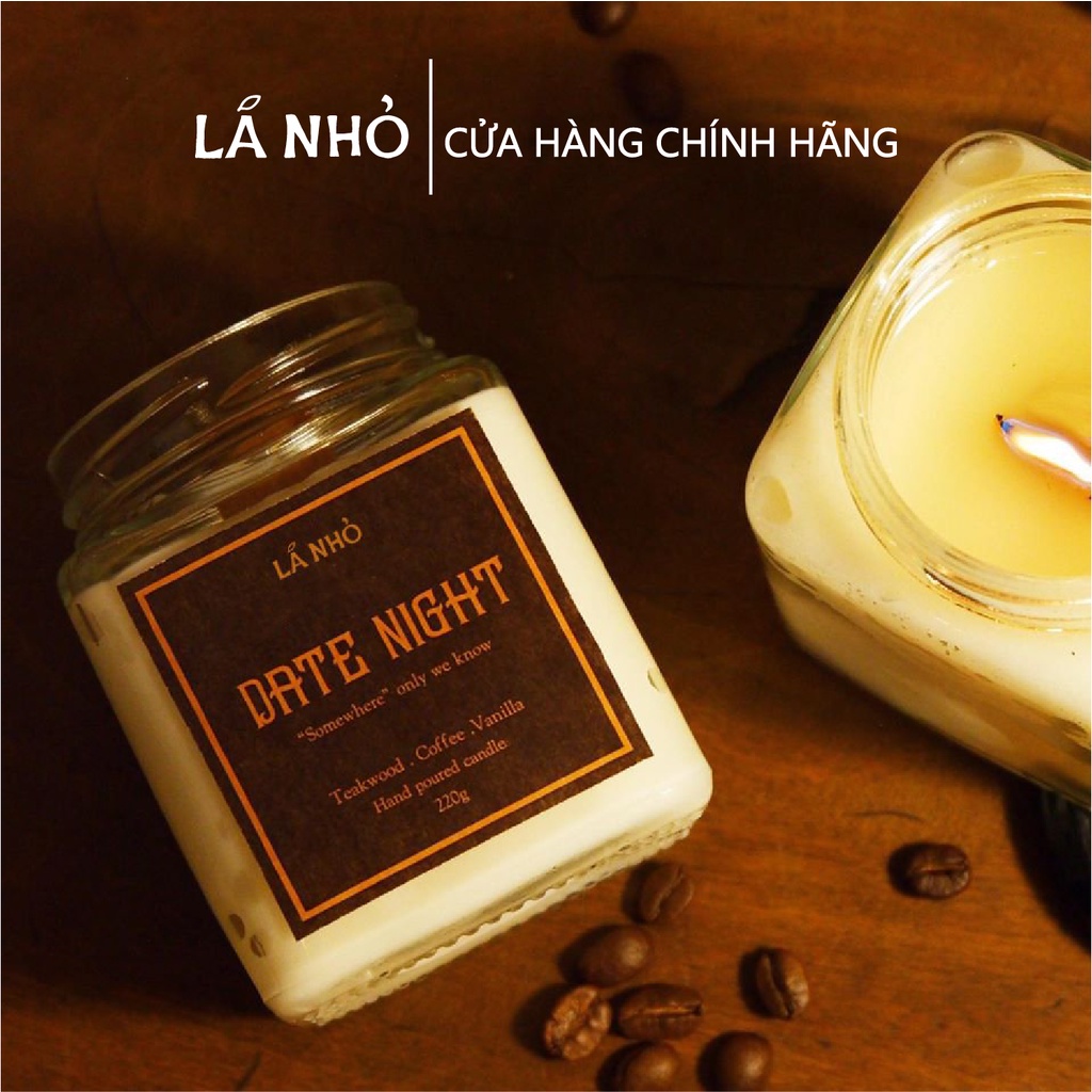 [Mã BMBAU50 giảm 10% đơn 99k] Nến thơm LÁ NHỎ Date Night (Gỗ Teak + Coffee + Vanilla) Trầm Ấm