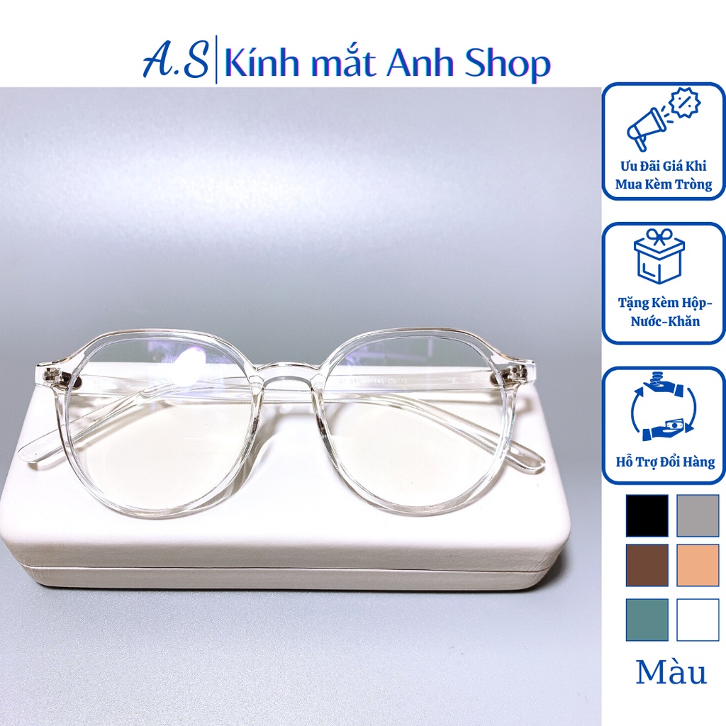 Gọng kính tròn lục giác nam nữ chất liệu nhựa dẻo 2361