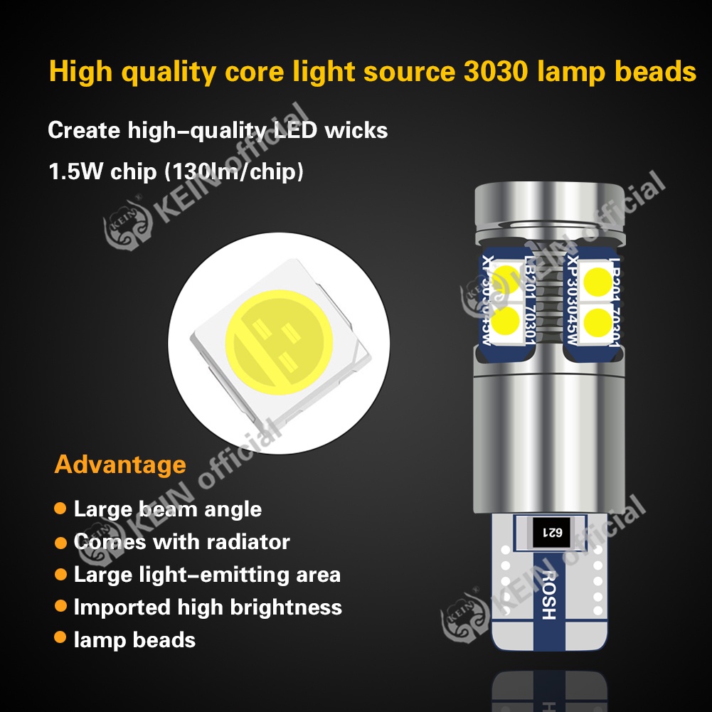 Đèn LED Canbus 9SMD 3030 6000K T10 5W siêu sáng cho xe hơi