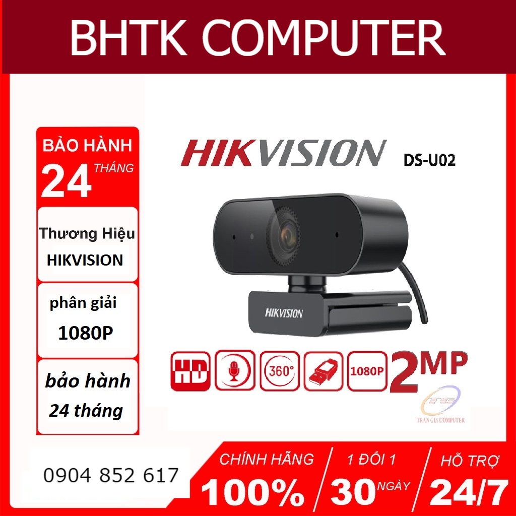 [CHÍNH HÃNG] Webcam Máy Tính PC Hikvision U02 Full HD 1920x1080P Có Mic/ Livestream, Dạy &amp; Học Online