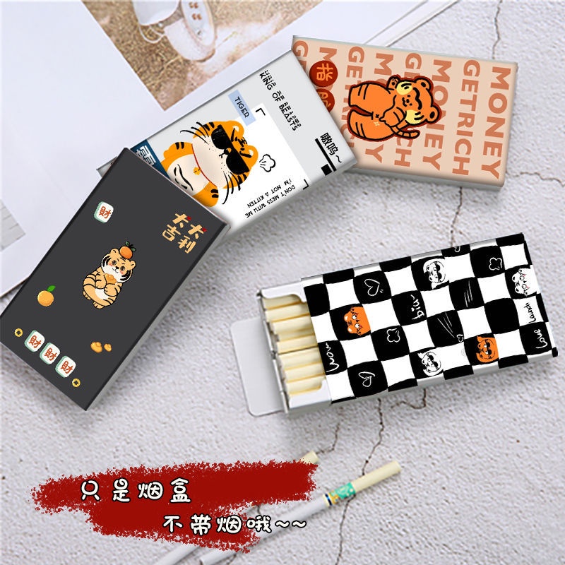 Hộp Đựng Thuốc Lá Có Nắp Trượt Tự Động Hình Hổ Hoạt Hình Dễ Thương Nhỏ Gọn