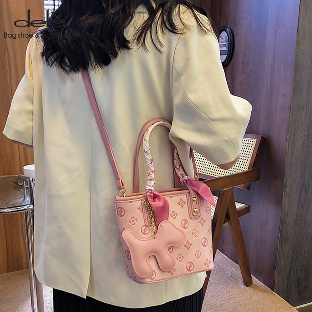 Dela Túi Xách Cầm Tay Bằng Lụa Dập Nổi Màu Xanh Dương Rau Củ Thời Trang Mùa Hè Hàn Quốc