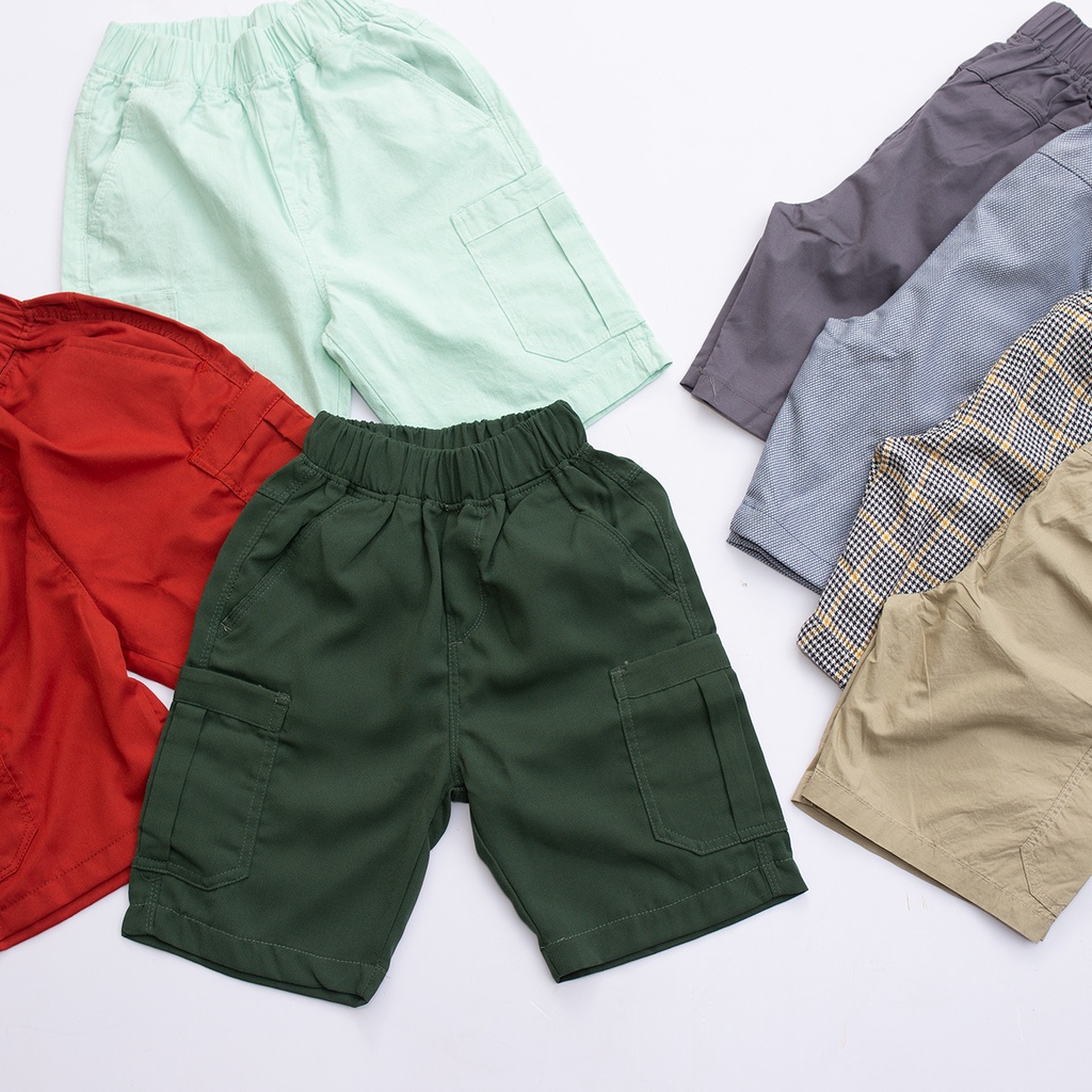 Quần Short Bé Trai Túi Hộp Đơn Giản Vải Co Giãn Nhẹ Từ 22-38 ký