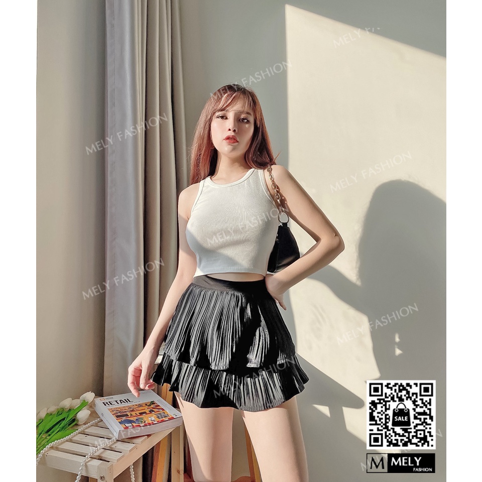 Chân váy xếp ly ngắn xòe 2 tầng cạp cao chất lụa Thái cao cấp trẻ trung năng động vô cùng tôn dáng Mely Fashion CV16 | BigBuy360 - bigbuy360.vn