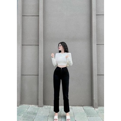 Áo thun cổ tròn rút dây 2 bên tôn dáng