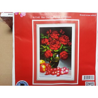 Tranh thêu chữ thập bình hoa A1146