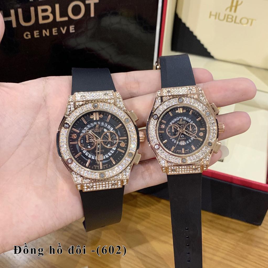 [Free Ship]  [Hublot đôi - nam nữ] Đồng hồ HBL nam nữ - đồng hồ cặp đôi hàng đẹp full diamond - bảo hành 12th donghovip