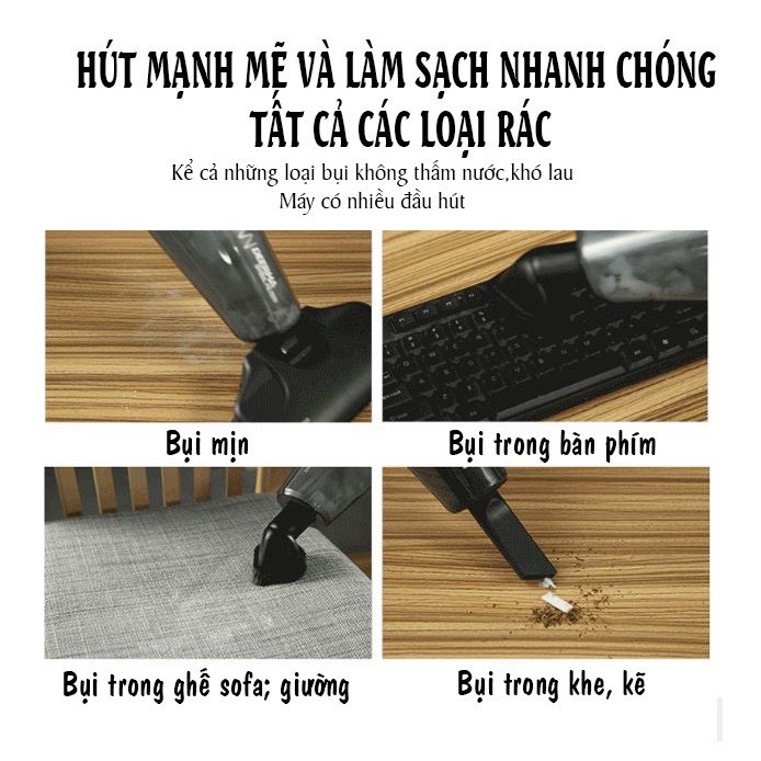 MÁY HÚT BỤI CẦM TAY gia đình Công Suất Lớn 600W Deerma DX115C 3in1 đa năng tiện dụng hút nệm, đệm, sàn