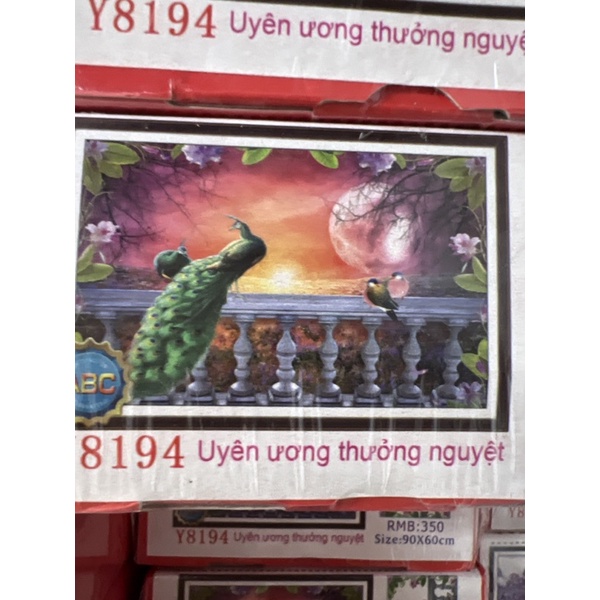 tranh đính đá Uyên ương thưởng Nguyệt y8194 (90x60)