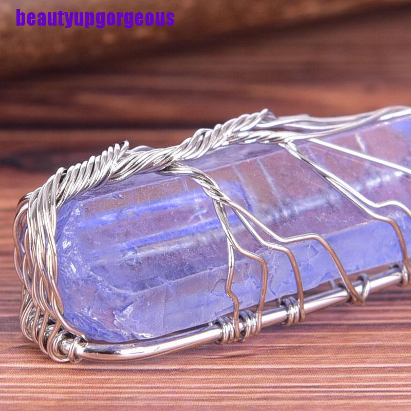 (Beautyupgorgeous) 1 vòng cổ Mặt Đá Aquamarine Hình Cây Sự Sống Thời Trang