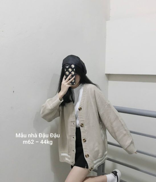 [Có video] Áo khoác len cardigan hàn quốc ulzzang kẻ gấu chất dày dặn ấm không bai nhão - 051