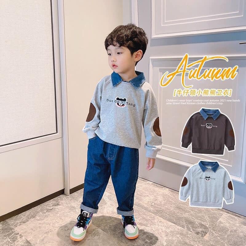 Áo nỉ cho bé trai thu đông 1 tuổi 10 tuổi combo 2 áo nỉ lông bomber phối cổ bò dày dặn siêu ấm JIMADO TC656666