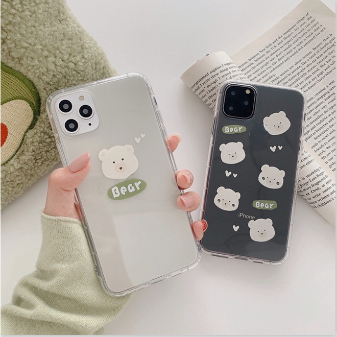 Ốp lưng iphone Ốp điện thoại bằng nhựa mềm trong suốt họa tiết gấu cho IPHONE 11PRO/XSMAX/XR/8PLUS 1 Dinuo case