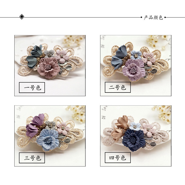 Kẹp Tóc Đính Nơ Ren Hoa Thời Trang Cho Nữ