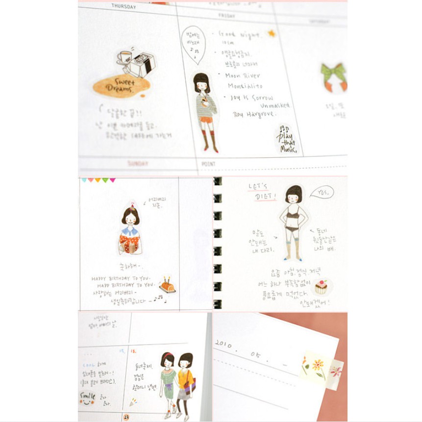 Set 6 tấm sticker mẫu cô gái tóc ngang vai paper doll