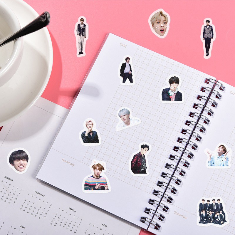Set 39 sticker dán trang trí in hình thành viên nhóm BTS