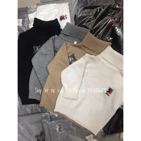 Áo len cổ lọ thêu chữ TB cho bé 8-20kg