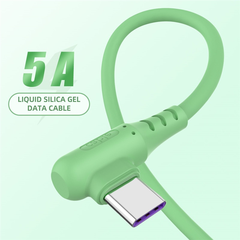 Dây Cáp Sạc 5A USB-C Đầu Cong Bằng Silicon Mềm Đa Năng Cho Android