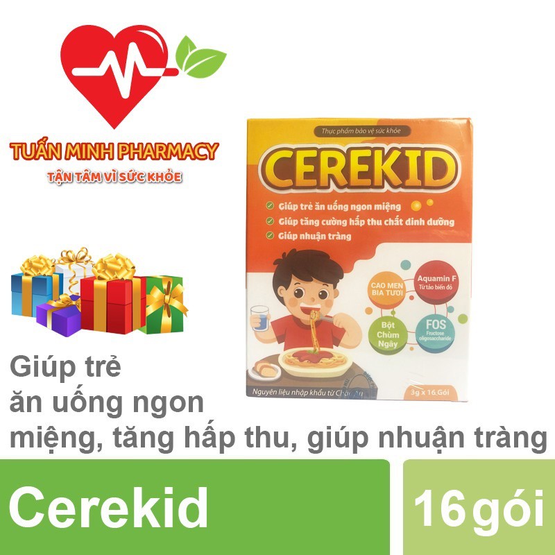 [Kèm Quà Tặng] Cerekid - Dùng cho trẻ biếng ăn, táo bón nguyên liệu nhập khẩu châu âu ( Hộp 16 gói )
